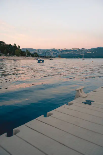 Photo of Sunset in the beach of the Sainte Croix lake, Verdon natural park, France