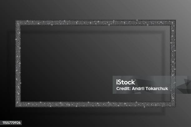 Silver Rectangular Background Rectangle Frame Background Silver Sequins Glitters Stock Illustration ...