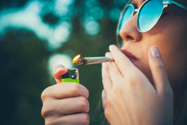 마리화나 대마초 관절을 점등 - canabis strain 뉴스 사진 이미지