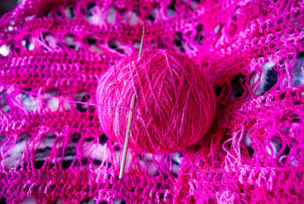 ball of wool with crochet pink