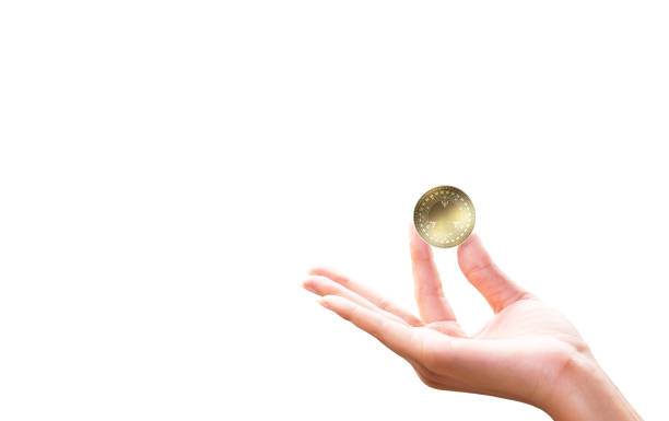 istock The handle holds a new silver coin. The third digit is added every second. New technology 1155785137