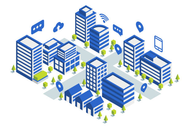 Building isometric Isometric smart city isometric smart city stock illustrations