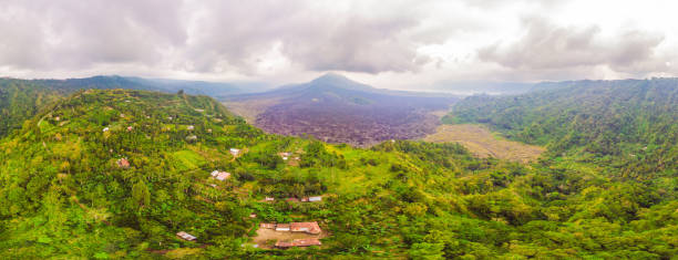 istock Beautiful Batur volcano, view from drone, panorama 1155808064