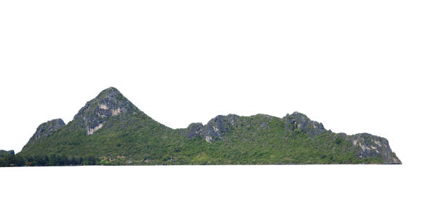 istock The trees on the island and cliff rocks. Isolated on White background 1155809923