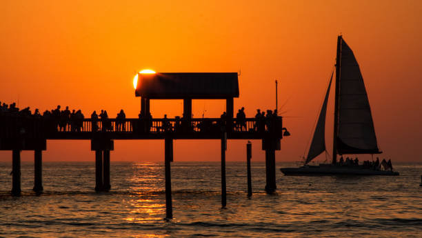 Clearwater Sunset Sunset over Gulf Coast beach clearwater florida photos stock pictures, royalty-free photos & images