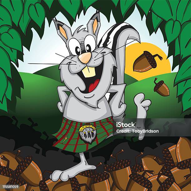 Dancing Squirrel Stock Illustration - Download Image Now - Irish Culture, Kilt, Acorn