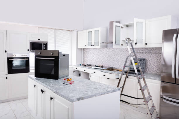 Wall-mounted kitchen set for a modern home or condominium living room where kitchen equipment can be easily placed and decorated.