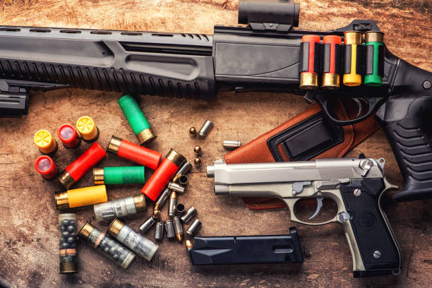 istock Weapons and military equipment. 9 mm pistol gun 1155814811
