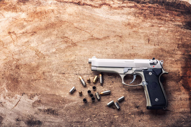 istock Weapons and military equipment. 9 mm pistol gun 1155814826