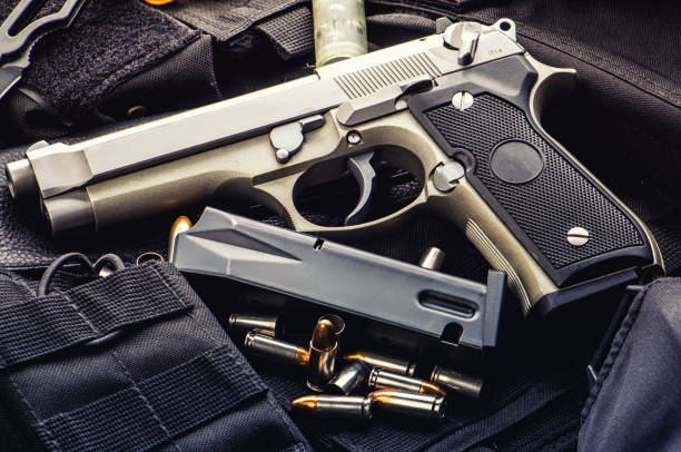 istock Weapons and military equipment. 9 mm pistol gun 1155814868