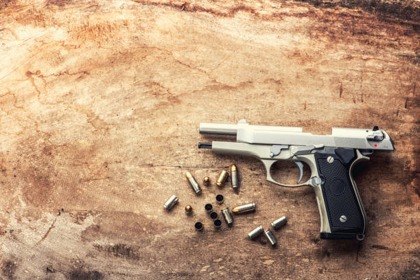 istock Weapons and military equipment. 9 mm pistol gun 1155814909