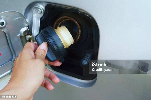 Open The Car Fuel Tank Stock Photo - Download Image Now - Cap - Hat, Car, Close-up