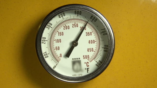 Industrial thermometer with moving indicator