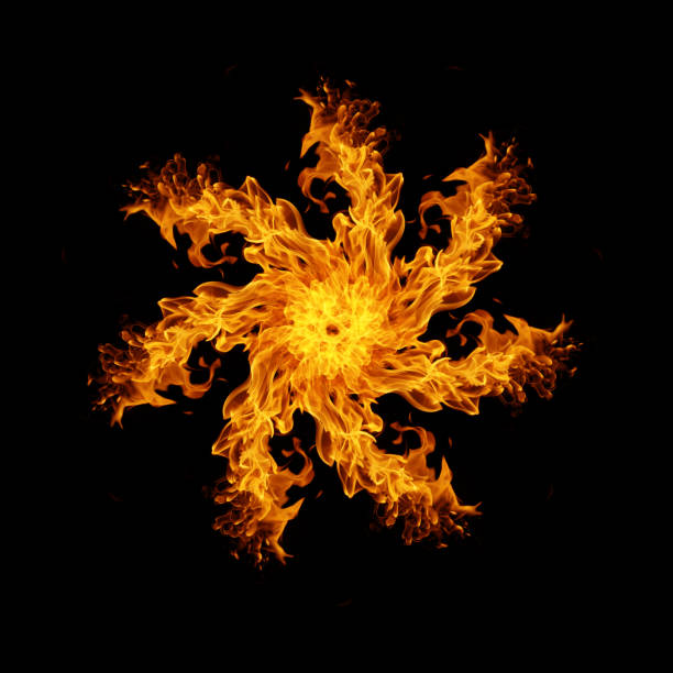 istock rowel of fire flame on black 1155821999