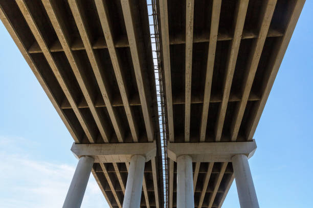 istock Tall expressway viaduct, the blue sky white clouds 1155822843