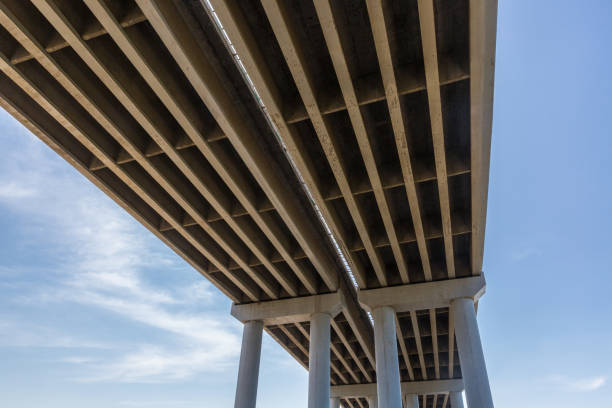istock Tall expressway viaduct, the blue sky white clouds 1155823486