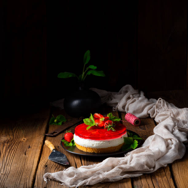 istock delicious cream quark pie with strawberries 1155830496