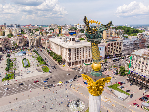 Kiev - is the capital of Ukraine aerial view in 4K