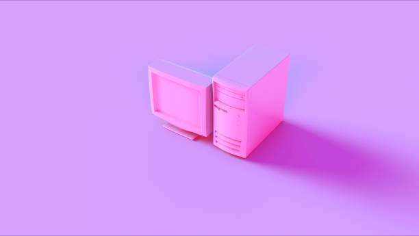 istock Pink Old Desktop Computer and Monitor 1155834711