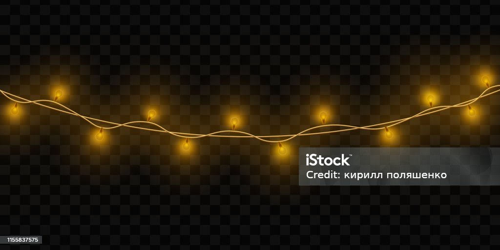 Yellow christmas lights Yellow christmas lights isolated realistic design elements.Christmas lights isolated on transparent background. Xmas glowing garland. Vector illustration. Barricade Tape stock vector