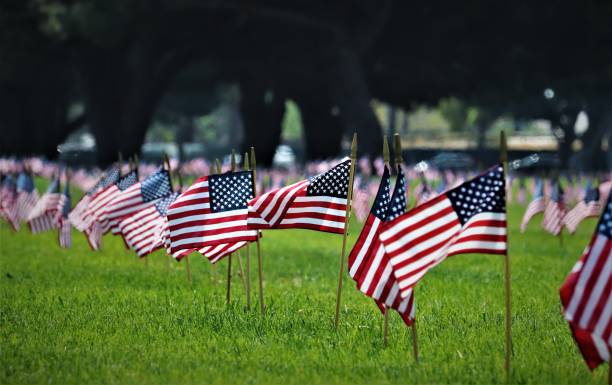 Memorial Day ceremony Memorial Day ceremony at Los Angeles cemetery us memorial day stock pictures, royalty-free photos & images