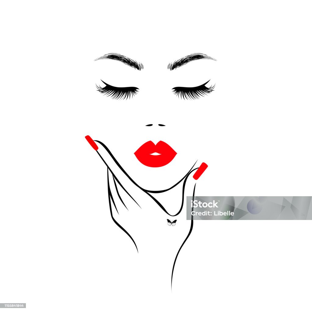 Ilustración de Hermosa Cara De Mujer Con Labios Rojos Pestañas Exuberantes Mano Con Uñas De Manicura Rojas Salón De Spa Logotipo De Belleza Ilustración Vectorial y más Vectores Libres de Derechos de Ilustración de Hermosa Cara De Mujer Con Labios Rojos Pestañas Exuberantes Mano Con Uñas De Manicura Rojas Salón De Spa Logotipo De Belleza Ilustración Vectorial y más Vectores Libres de Derechos de