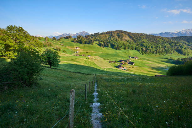 istock Switzerland countryside with some houses in spring 1155846982