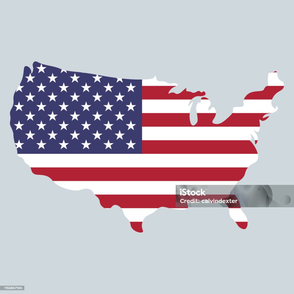United States of America map and flag design 4th of July Vector illustration of the map of the United States of America and the american flag for the 4th of July holiday designs and celebration. Perfect also for social media projects and all kinds of design projects. USA stock vector