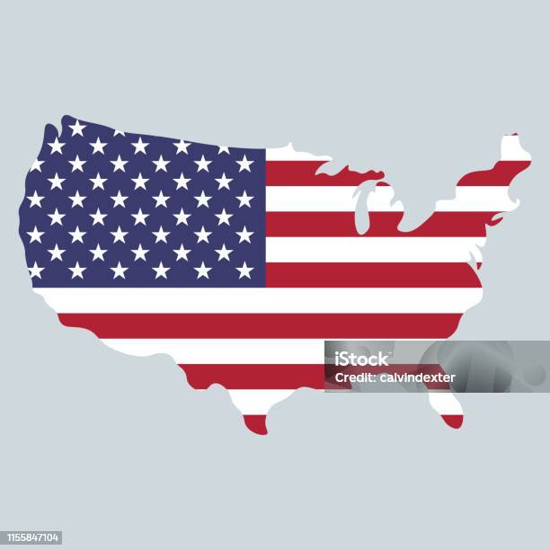 United States Of America Map And Flag Design 4th Of July Stock Illustration - Download Image Now