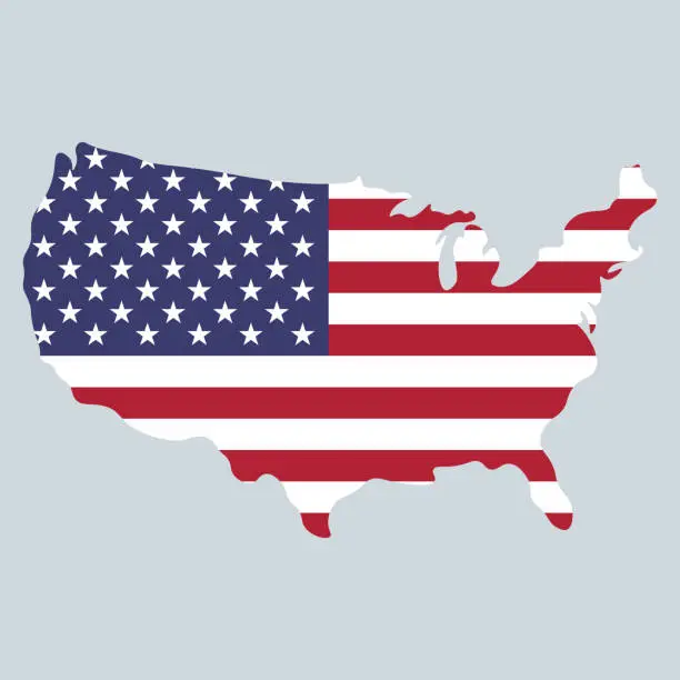 Vector illustration of United States of America map and flag design 4th of July