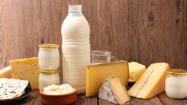 istock dairy products with yogurt, cheese, milk 1155847149