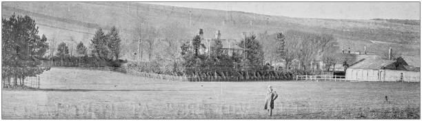 istock Antique vintage black and white photo: British countryside 1155849688