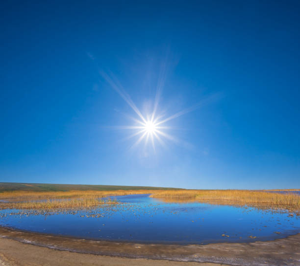 istock small blue lake among the saline prairie under a sparkle sun 1155851182
