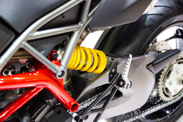 istock yellow Shock Absorbers of Motorcycle for absorbing jolts net technology 1155853842