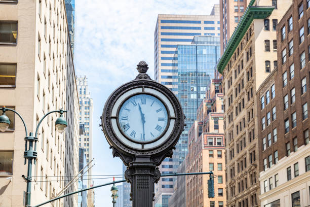 istock New York, Manhattan 5th ave. Skyscrapers and big clock 1155854136