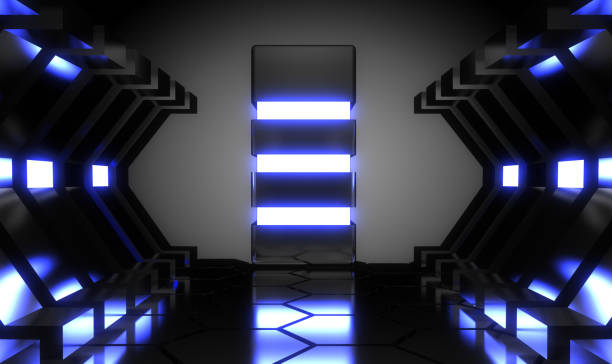 istock 3d abstract neon room. alien reactor 1155858242