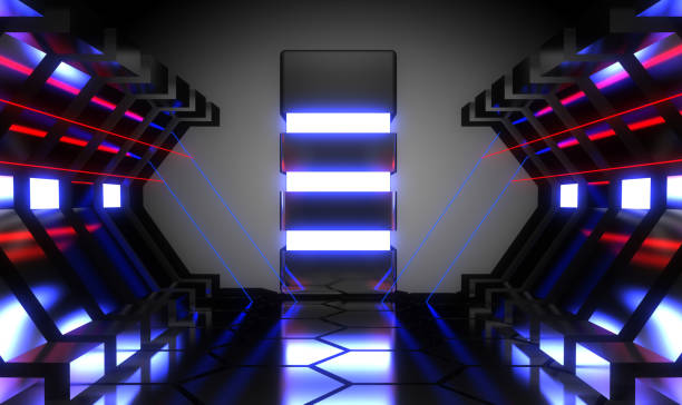 istock 3d abstract neon room. alien reactor 1155858248