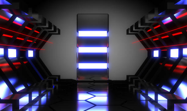 istock 3d abstract neon room. alien reactor 1155858254