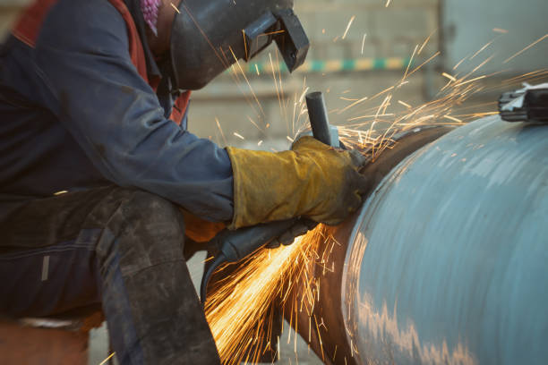 istock Sparks during machining of the weld 1155859235