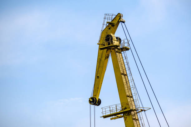 istock cargo shipping terminals in Riga, Latvia with high wind and dust flying over 1155860353