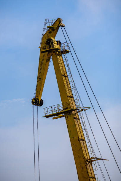 istock cargo shipping terminals in Riga, Latvia with high wind and dust flying over 1155860357