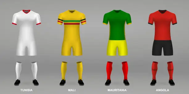 Vector illustration of Set of realistic football kits,