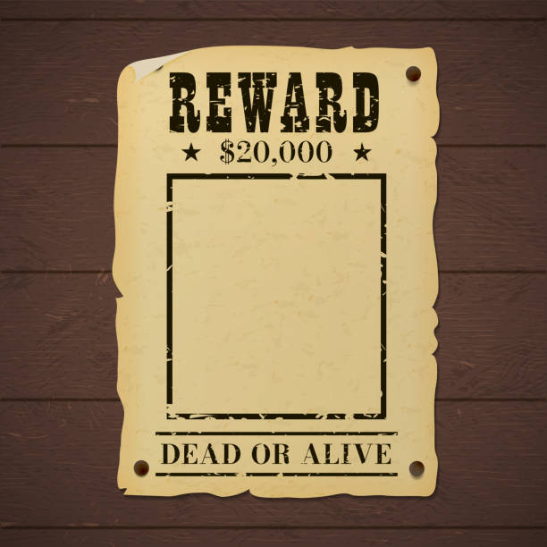Vintage wanted dead or alive poster nailed to a wooden wall. Vintage wanted dead or alive poster nailed to a wooden wall wanted poster illustrations stock illustrations