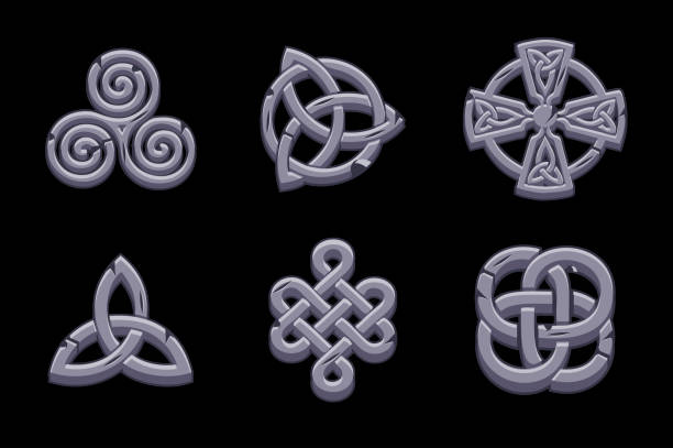 istock Stones celtic symbols. Cartoon set celtic icons. 1155864992