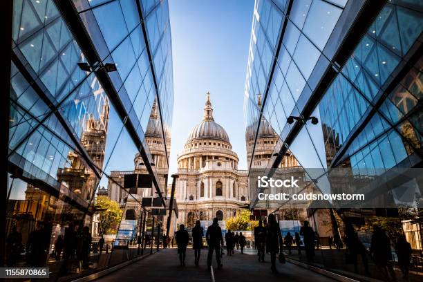 Urban Crowd And Futuristic Architecture In The City London Uk Stock Photo - Download Image Now