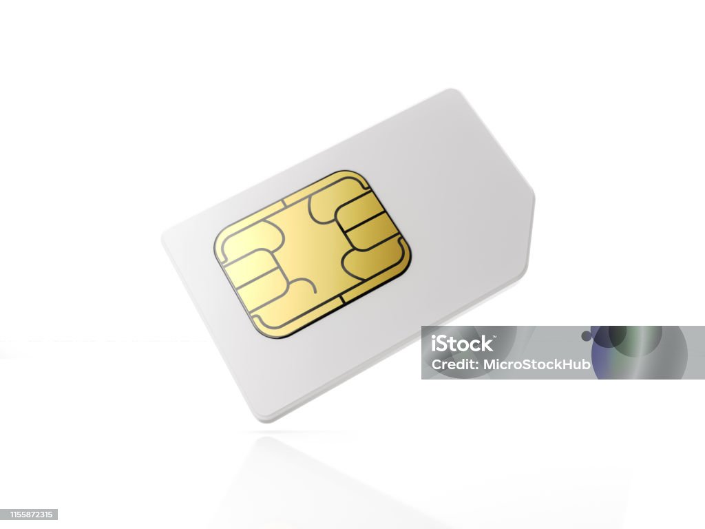 White Sim Card On White Background White sim card on white background. Horizontal composition with copy space. SIM Card Stock Photo