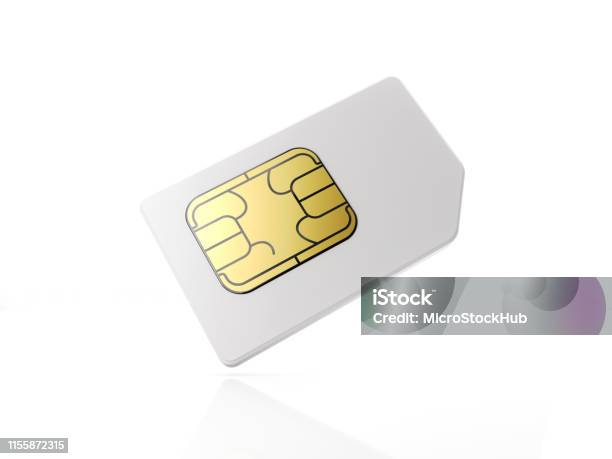 White Sim Card On White Background Stock Photo - Download Image Now - SIM Card, Computer Chip, Three Dimensional