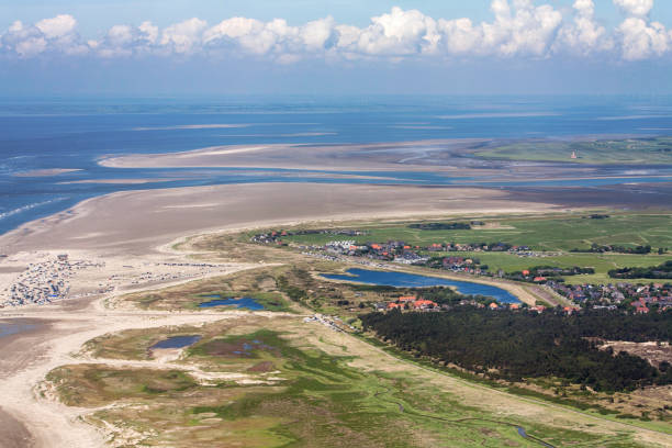 St. Peter-Ording, Aerial Photo of the Schleswig-Holstein Wadden Sea National Park in Germany stock photo