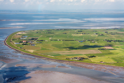 Pellworm Island, Aerial Photo of the Schleswig-Holstein Wadden Sea National Park in Germany