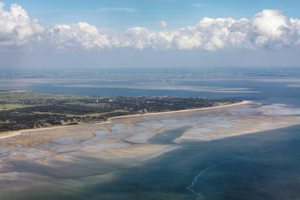 Foehr Island, Aerial Photo of the Schleswig-Holstein Wadden Sea National Park in Germany stock photo